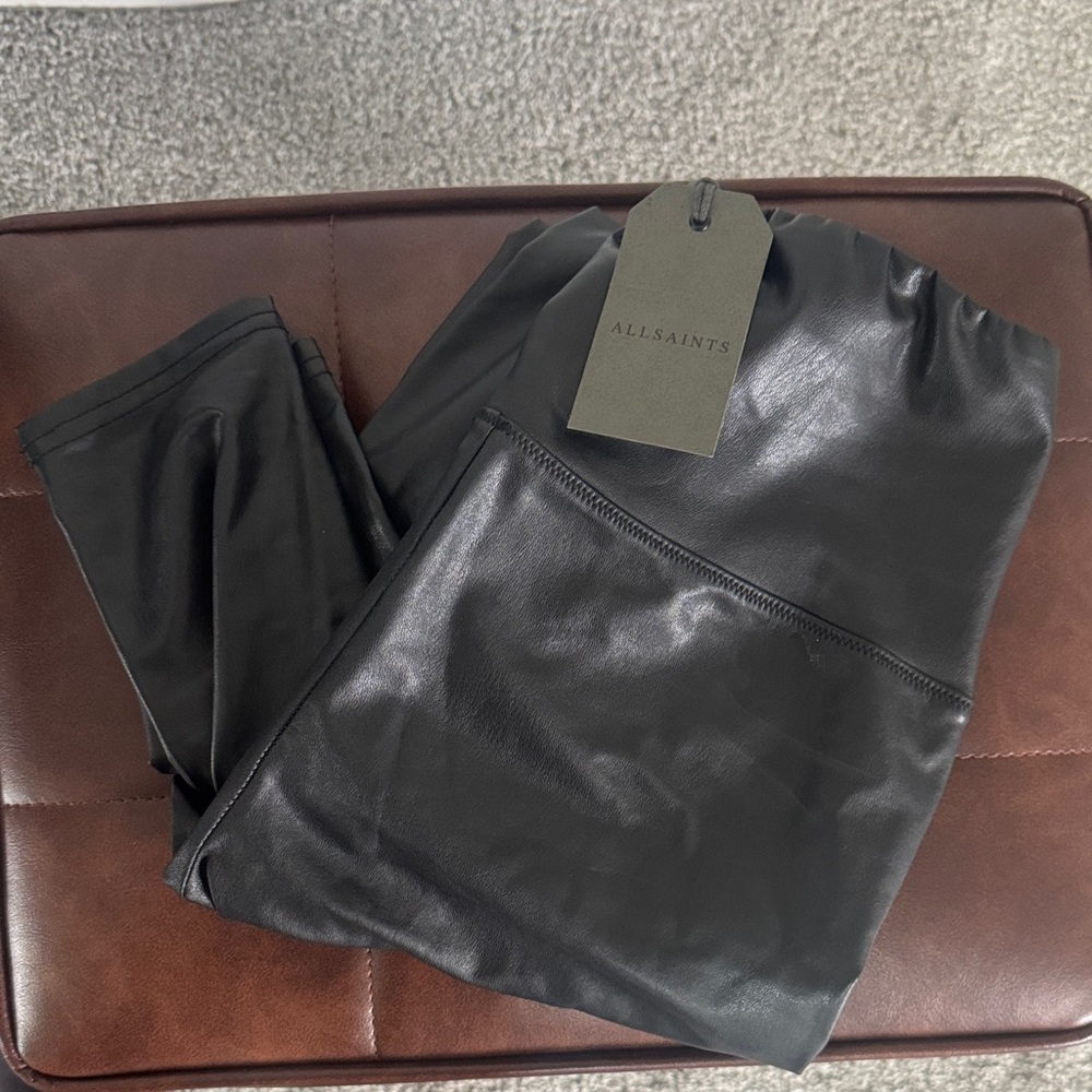 AllSaints Black Leather Trousers